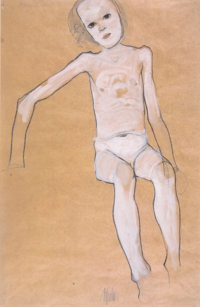 Seated Nude Girl by Egon Schiele